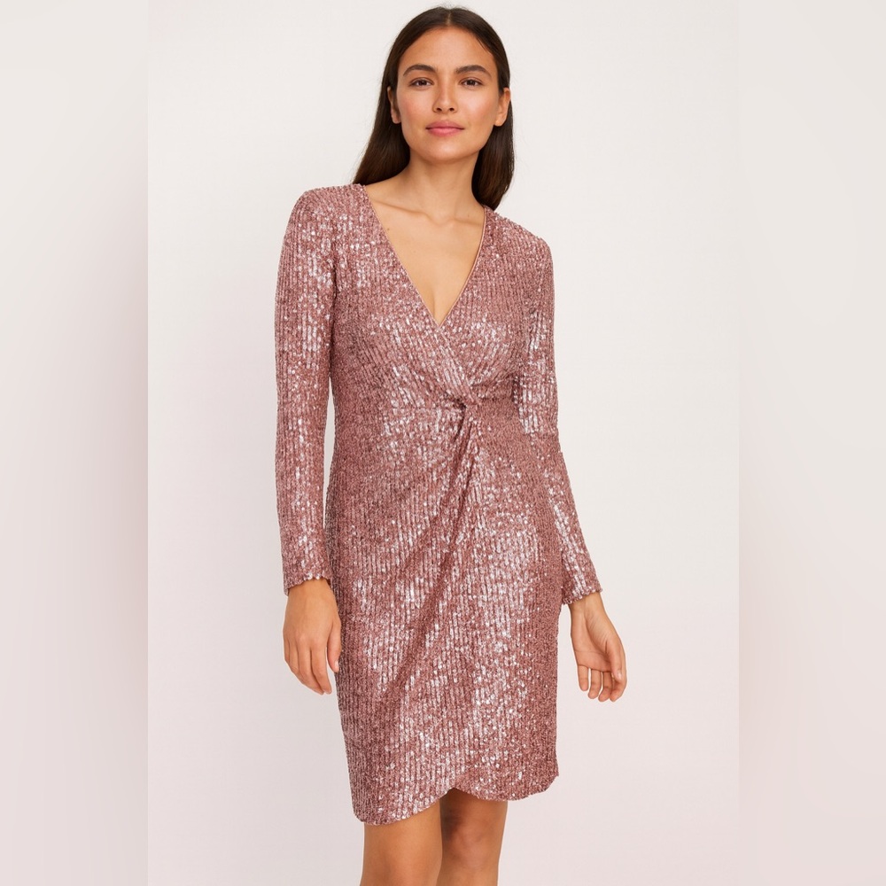 Seraphine Rose Gold Sequin Long Sleeve Dress